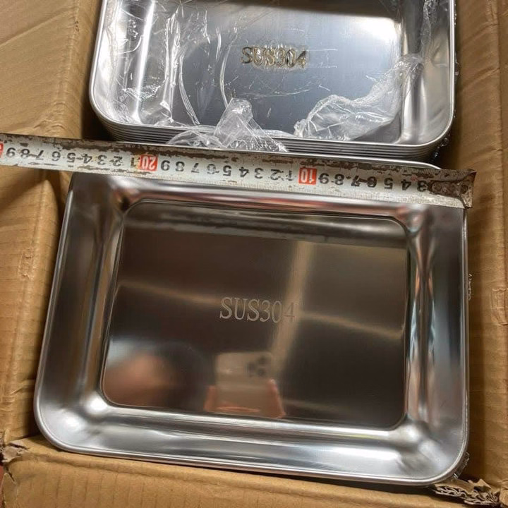 Khay Hộp Inox Lớn 304 Chữ Nhật Có Nắp Đậy Kín Không Sợ Bị Đổ - Ảnh 2