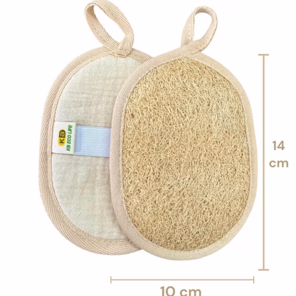 Bông Tắm Xơ Mướp 1 Mặt Xơ - Hình Oval - Size 10*14 - Tự Nhiên - Kb Ecolife - Ảnh 3