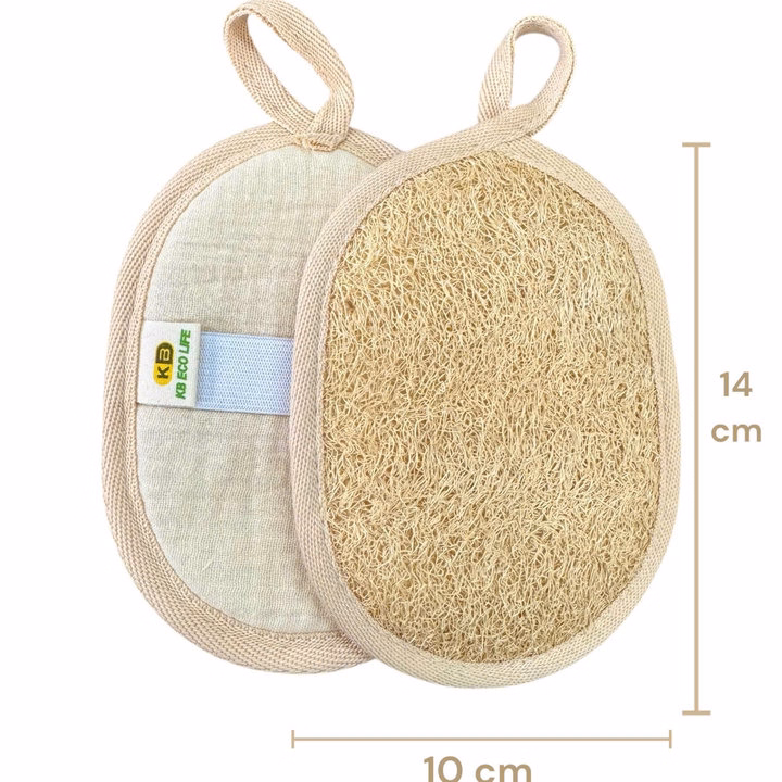 Bông Tắm Xơ Mướp 1 Mặt Xơ - Hình Oval - Size 10*14 - Tự Nhiên - Kb Ecolife - Ảnh 3