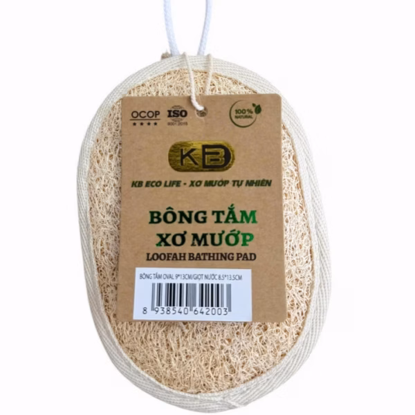 Bông Tắm Xơ Mướp 1 Mặt Xơ - Hình Oval - Sỉze 9*13 - Kb Ecolife - Ảnh 9