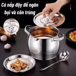 Âu Lọc Mỡ Inox Dày Dặn, Sáng Bóng, Không Han Gỉ Nên Cực An Toàn Cho Sức Khỏe