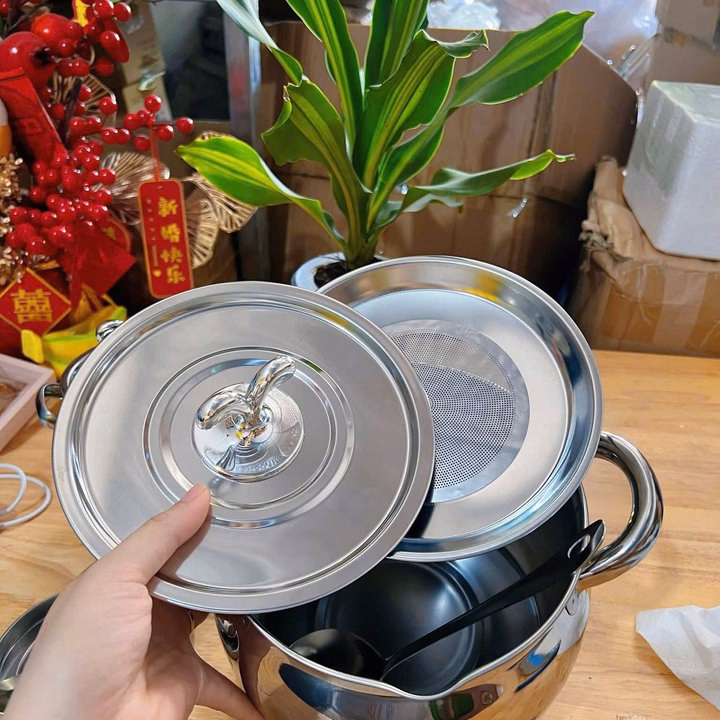 Âu Lọc Mỡ Inox Dày Dặn, Sáng Bóng, Không Han Gỉ Nên Cực An Toàn Cho Sức Khỏe - Ảnh 6