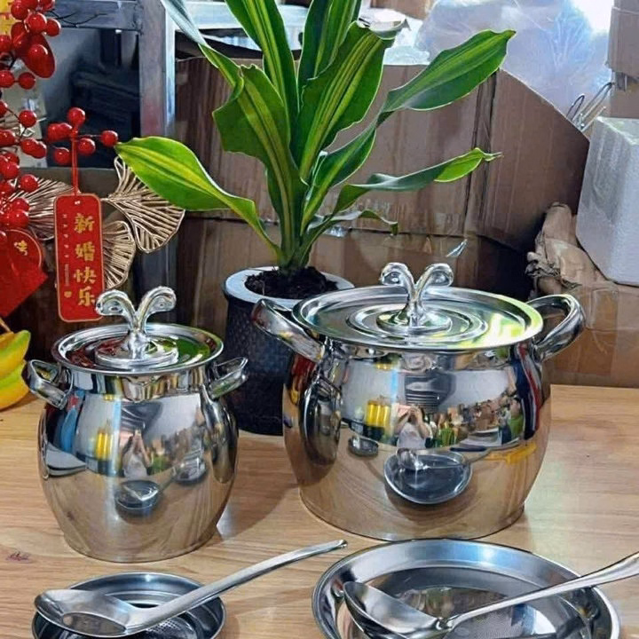 Âu Lọc Mỡ Inox Dày Dặn, Sáng Bóng, Không Han Gỉ Nên Cực An Toàn Cho Sức Khỏe - Ảnh 5