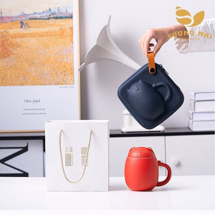 Cốc Uống Trà Mèo Đỏ Thần Tài - Sương Mai - Ảnh 7