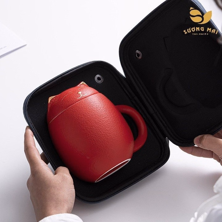 Cốc Uống Trà Mèo Đỏ Thần Tài - Sương Mai - Ảnh 6