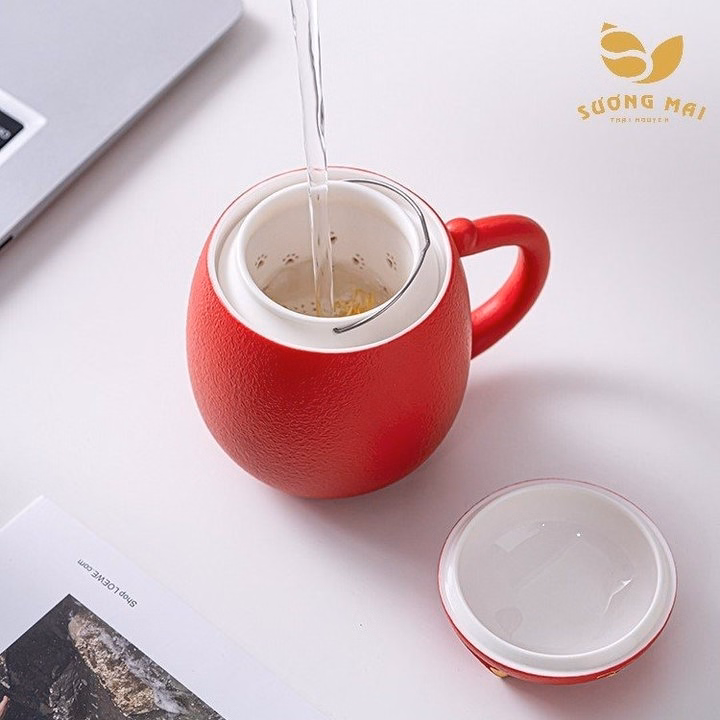 Cốc Uống Trà Mèo Đỏ Thần Tài - Sương Mai - Ảnh 4