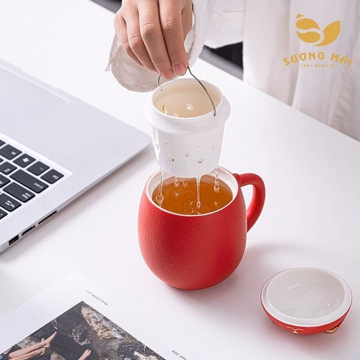 Cốc Uống Trà Mèo Đỏ Thần Tài - Sương Mai - Ảnh 5