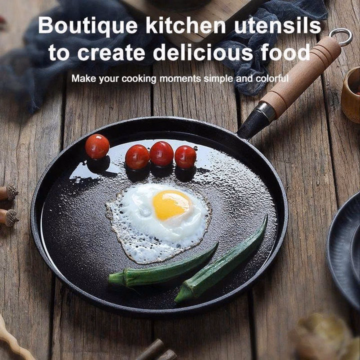 Chảo Gang Rán Làm Bánh, Đổ Bánh Xèo 20Cm Cán Gỗ -Gdn - Ảnh 6