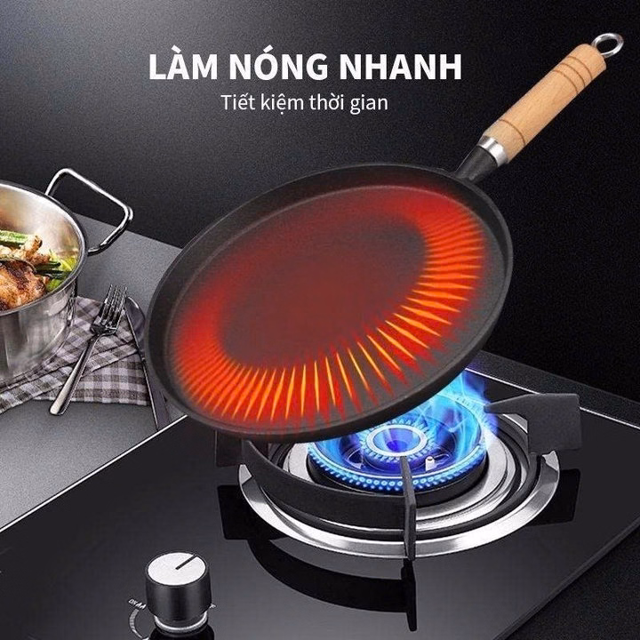 Chảo Gang Rán Làm Bánh, Đổ Bánh Xèo 20Cm Cán Gỗ -Gdn - Ảnh 7