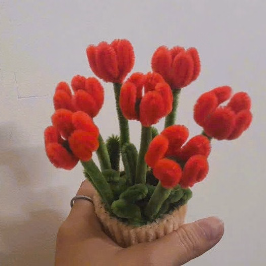 Chậu Hoa Tuylip Bằng Kẽm Nhung Handmade 14X12X6Cm 04F1025 Yukishop - Ảnh 2