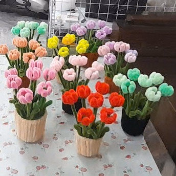 Chậu Hoa Tuylip Bằng Kẽm Nhung Handmade 14X12X6Cm 04F1025 Yukishop - Ảnh 5
