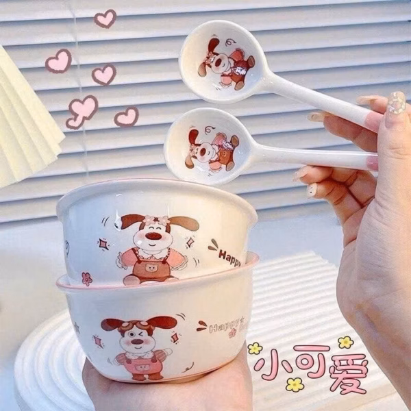 [Hàng Về] Set 2 Chén Sứ Kèm Thìa Muỗng Họa Tiết Nhiều Mẫu -Gdn - Ảnh 4