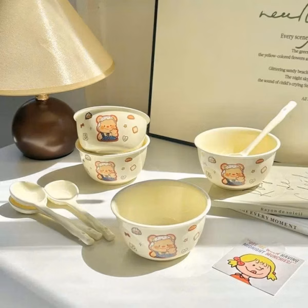 [Hàng Về] Set 2 Chén Sứ Kèm Thìa Muỗng Họa Tiết Nhiều Mẫu -Gdn - Ảnh 2