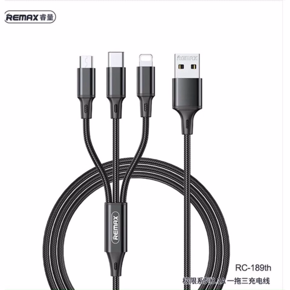 Cáp 3 Trong 1 Rc 131Tth Type C, Ip, Micro (Giao Màu Ngẫu Nhiên) - Remax