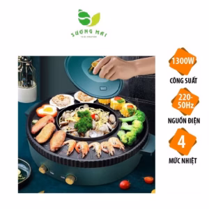 Bếp Lẩu Nướng Hình Tròn 2 Trong 1, 2 Nguồn Điện, Công Suất 2200W - Hongshuangxi