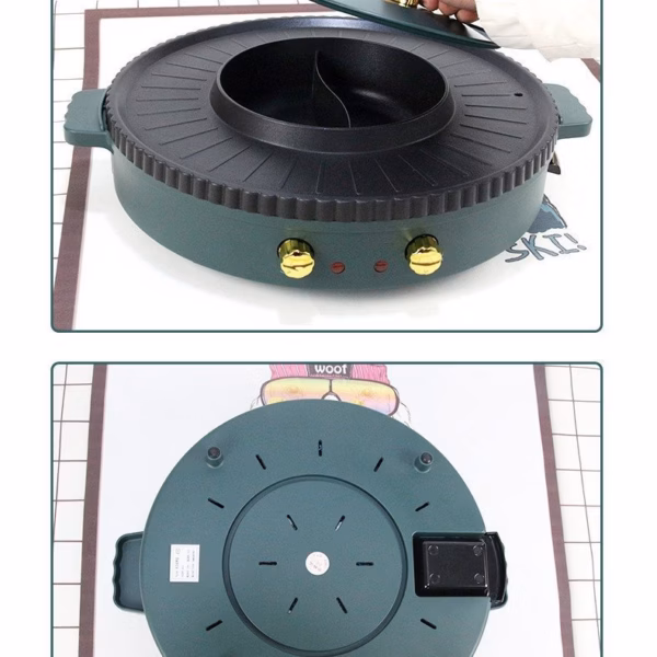 Bếp Lẩu Nướng Hình Tròn 2 Trong 1, 2 Nguồn Điện, Công Suất 2200W - Hongshuangxi - Ảnh 12