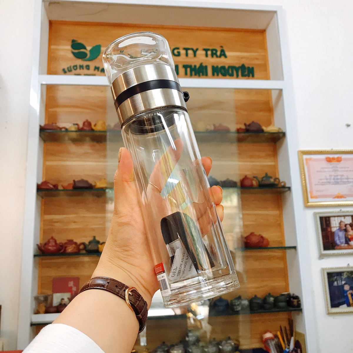 Bình Giữ Nhiệt Thủy Tinh 2 Lớp 2 Cốc Riêng Biệt 360Ml - Sương Mai - Ảnh 3