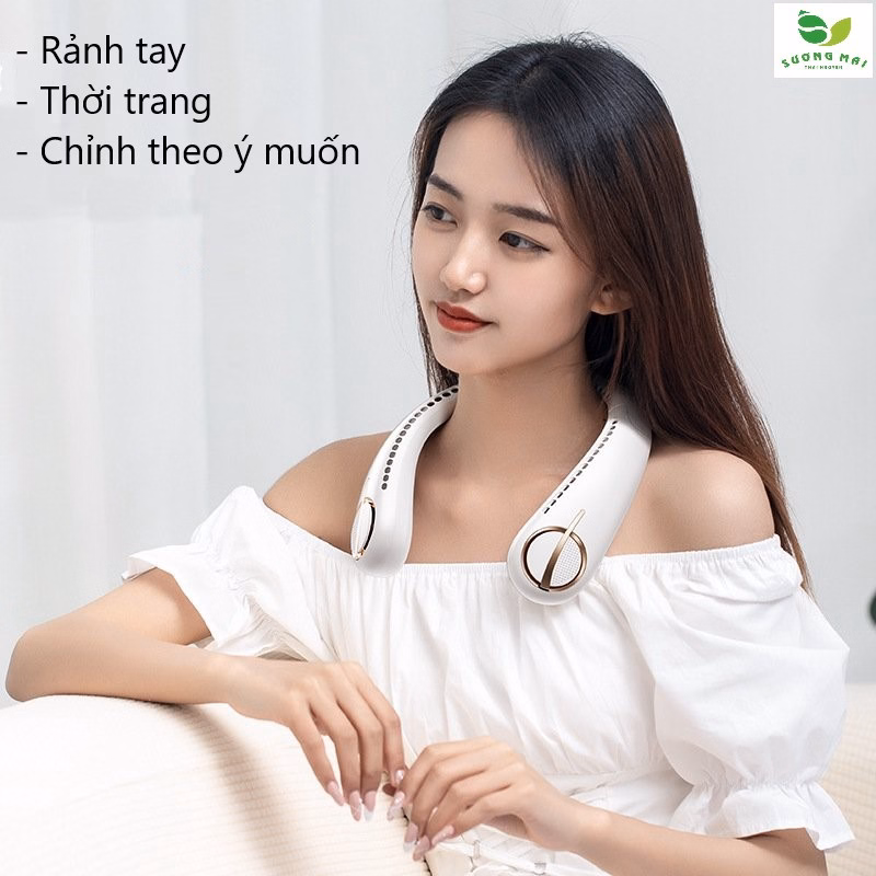 Quạt Đeo Cổ Usb Mini Tích Điện Không Cánh Tiện Lợi, Thời Trang, Dáng Thể Thao - Sương Mai - Ảnh 5