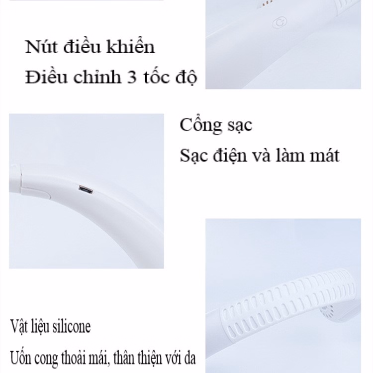 Quạt Đeo Cổ Usb Mini Tích Điện Không Cánh Tiện Lợi, Thời Trang, Dáng Thể Thao - Sương Mai - Ảnh 11