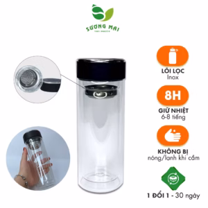 Bình Giữ Nhiệt Thủy Tinh 2 Lớp Pha Trà - Sương Mai