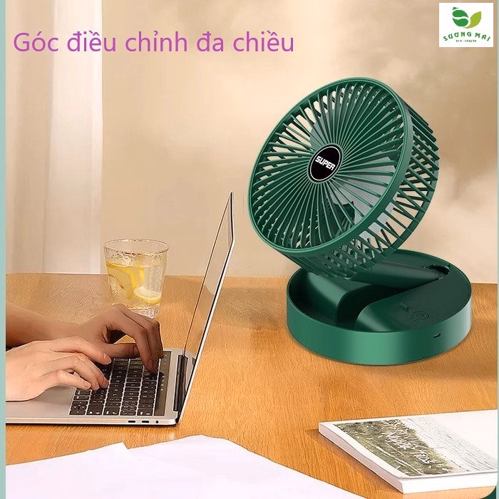 Quạt Mini Sạc Usb Gấp Gọn Và Điều Chỉnh Độ Cao Tiện Lợi - Sương Mai - Ảnh 7