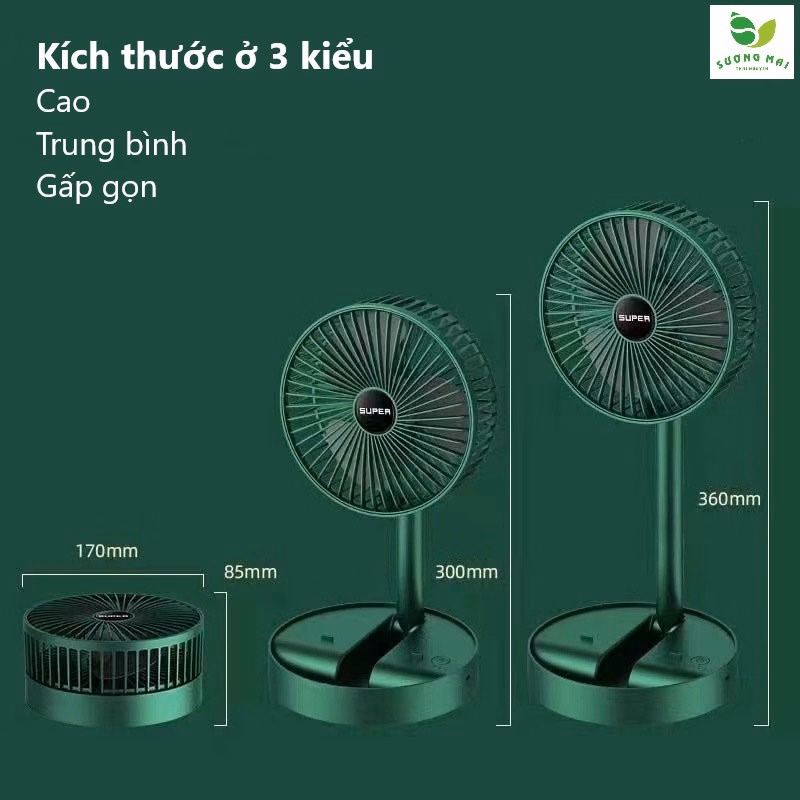 Quạt Mini Sạc Usb Gấp Gọn Và Điều Chỉnh Độ Cao Tiện Lợi - Sương Mai - Ảnh 4
