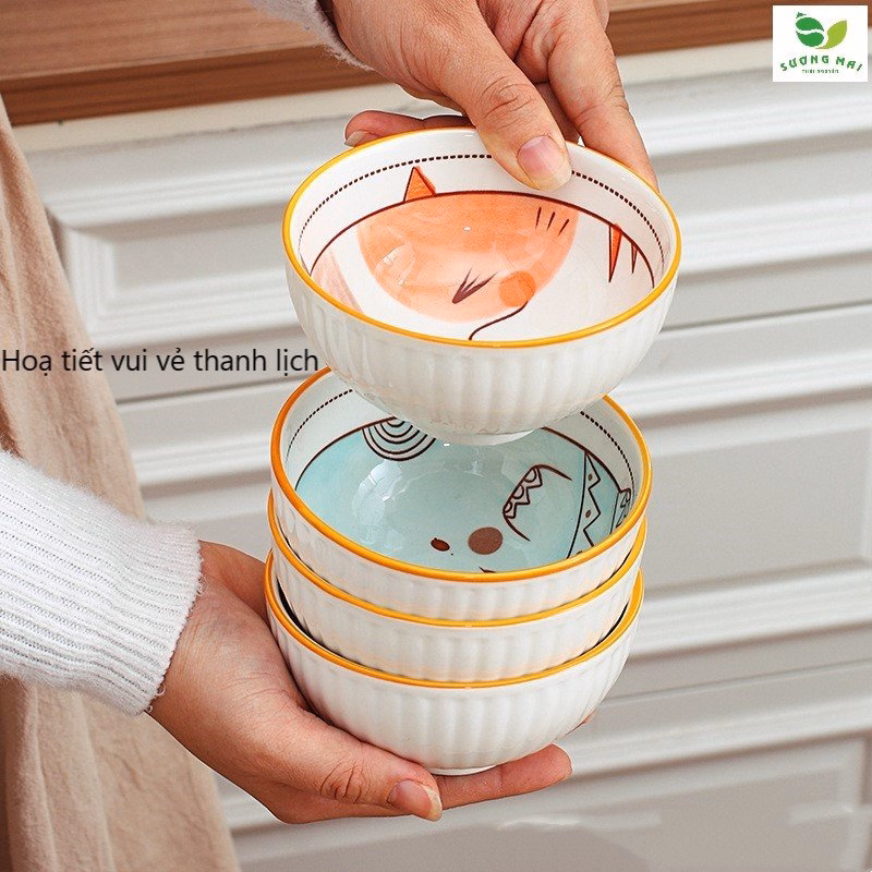 Bộ 6 Bát Ăn Bằng Gốm Và 6 Đôi Đũa Bằng Gỗ - Sương Mai - Ảnh 12