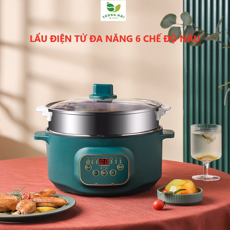 Lẩu Điện Tử Đa Năng 6 Chế Độ Nấu, Công Suất 1000W - Baidazun