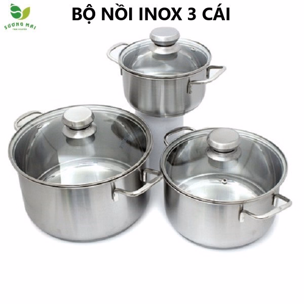Bộ Nồi Inox 3 Món, Nắp Inox - Sharp