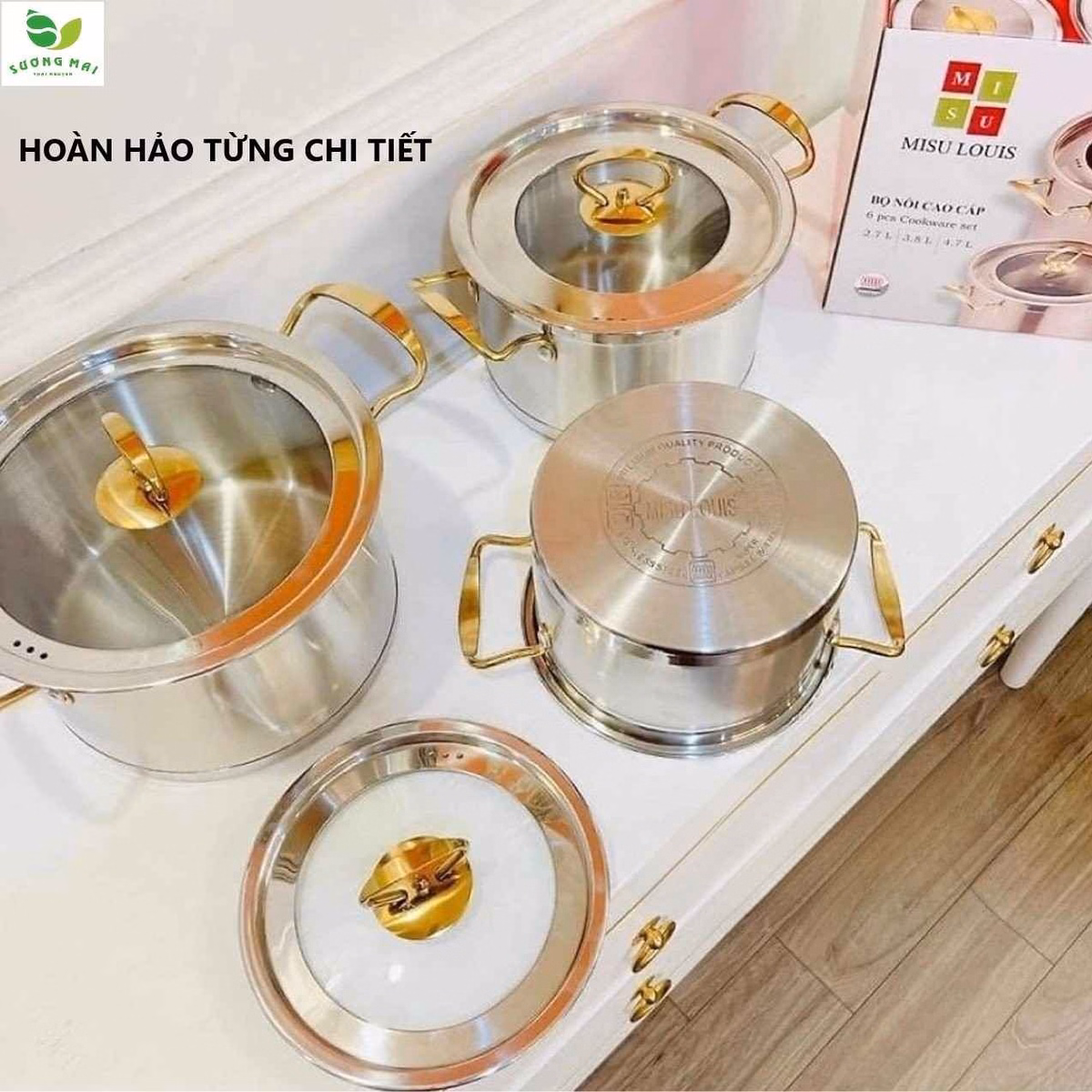 Bộ 3 Nồi Châu Âu Inox 5 Đáy Nắp Kính - Miisu Louis - Ảnh 5