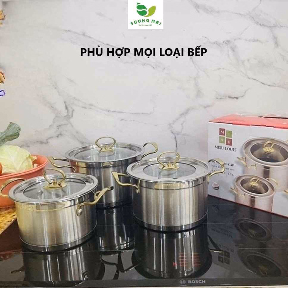 Bộ 3 Nồi Châu Âu Inox 5 Đáy Nắp Kính - Miisu Louis - Ảnh 7