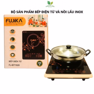 Combo Bếp Điện Từ Đơn Mặt Kính 2000W Và Nồi Lẩu Inox - Fujika