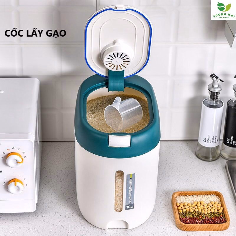 Thùng Đựng Gạo Hình Ô Van 10Kg - Sương Mai - Ảnh 7
