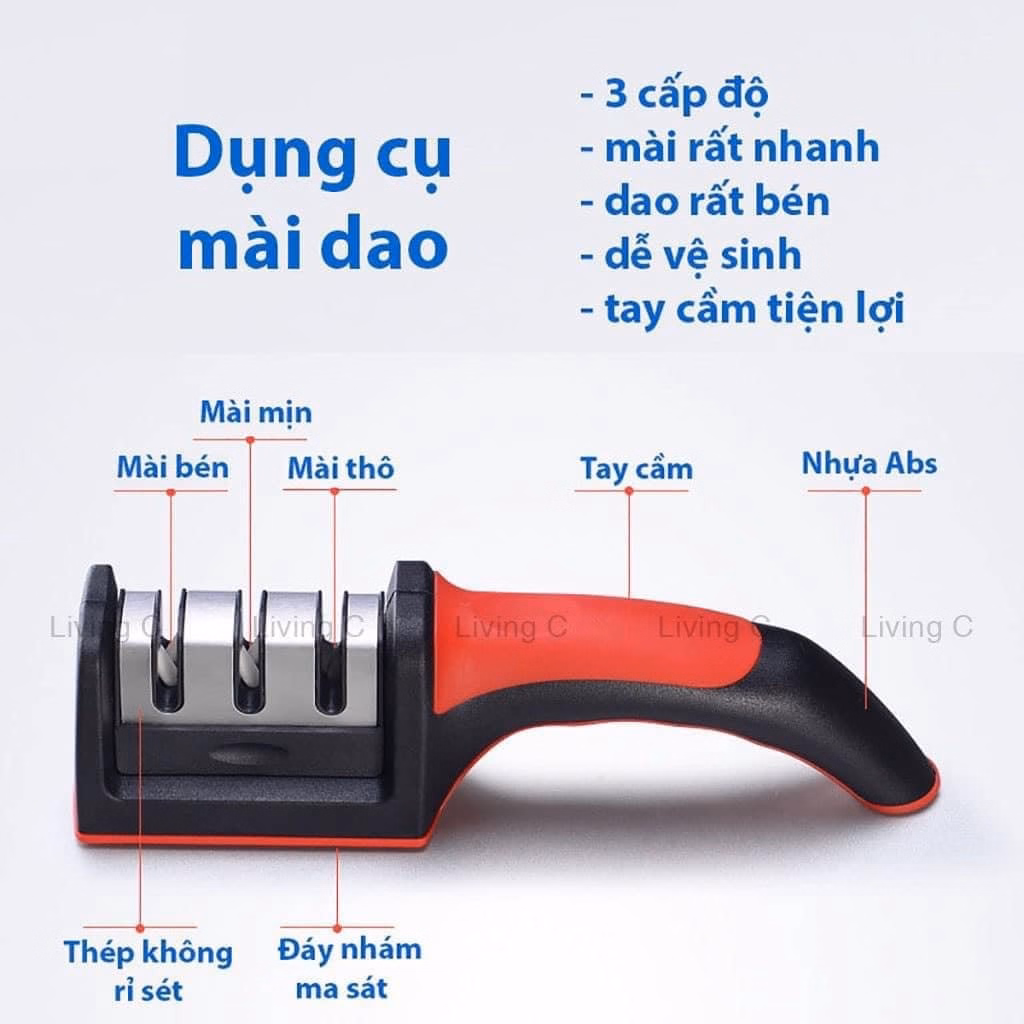 Dụng Cụ Mài Dao 3 Rãnh 3 Cấp Độ Inox - Su - Ảnh 2
