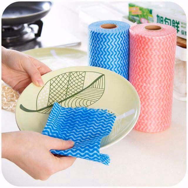 Cuộn 50 Tờ Giấy Lau Bếp Đa Năng Tái Sử Dụng (Giao Màu Ngẫu Nhiên) - Su - Ảnh 2
