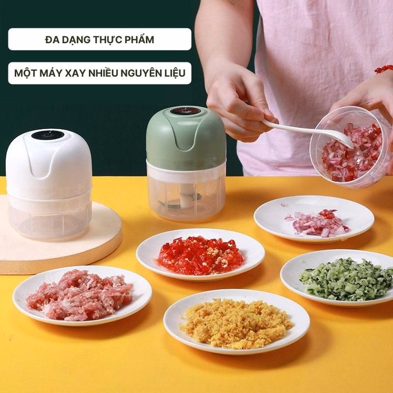 Máy Xay Tỏi Ớt Mini Cổng Sạc Usb M02 - Su - Ảnh 4