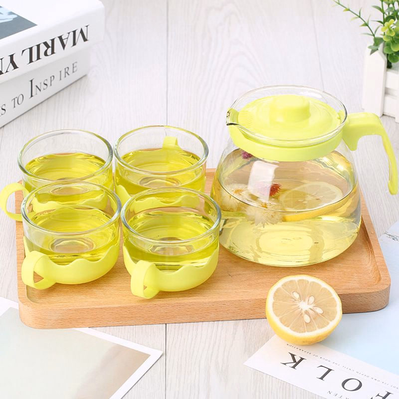 Bộ Bình/Ấm Chén Trà Có Khay Lọc 5 Món, Bình Lọc Trà Thủy Tinh Giữ Nhiệt Cao Cấp - Su - Ảnh 4