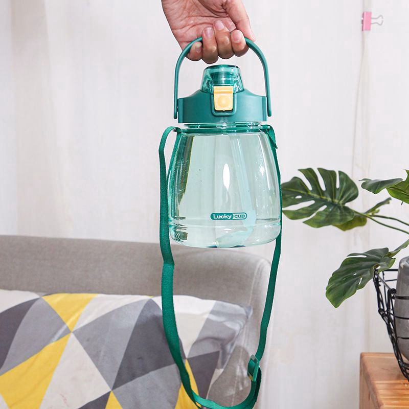 Bình Nước Tròn Bầu Sticker Cho Bé Bằng Nhựa Cao Cấp 1200Ml - Su - Ảnh 2