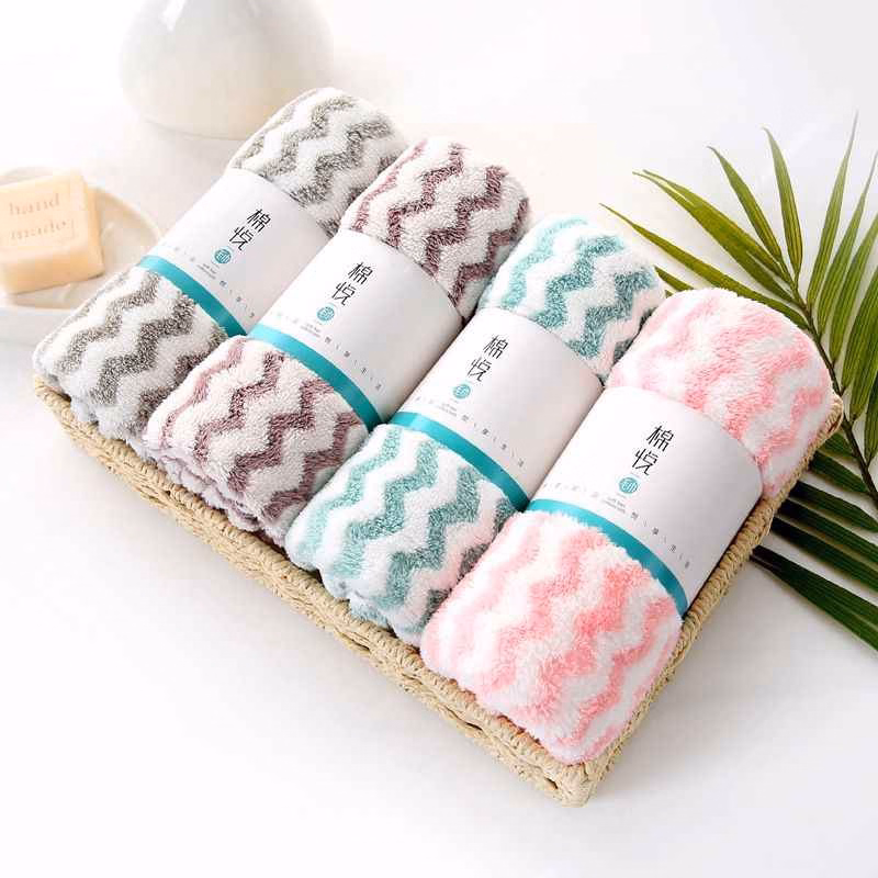 Set 10 Khăn Mặt Kẻ Sọc Mềm Mịn Phong Cách Hàn Quốc Cao Cấp - Su - Ảnh 2