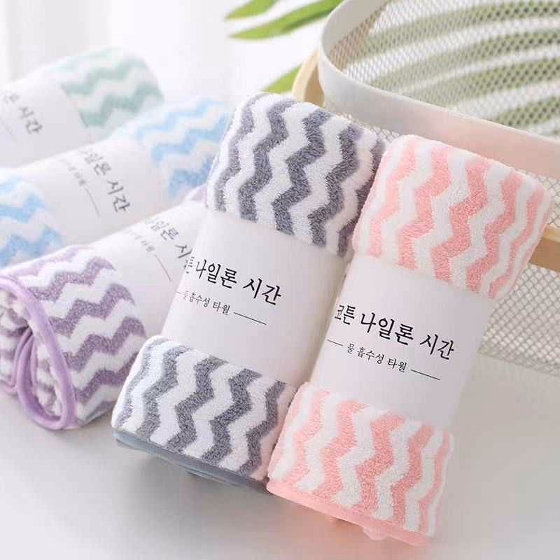 Set 10 Khăn Mặt Kẻ Sọc Mềm Mịn Phong Cách Hàn Quốc Cao Cấp - Su - Ảnh 4