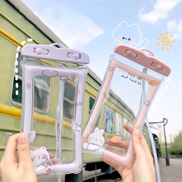 Túi Đựng Điện Thoại Trong Suốt Chống Thấm Nước Kèm Dây Đeo Cổ Họa Tiết Đáng Yêu - Su - Ảnh 4