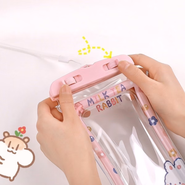 Túi Đựng Điện Thoại Trong Suốt Chống Thấm Nước Kèm Dây Đeo Cổ Họa Tiết Đáng Yêu - Su - Ảnh 7