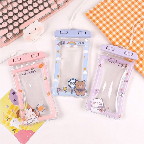 Túi Đựng Điện Thoại Trong Suốt Chống Thấm Nước Kèm Dây Đeo Cổ Họa Tiết Đáng Yêu - Su