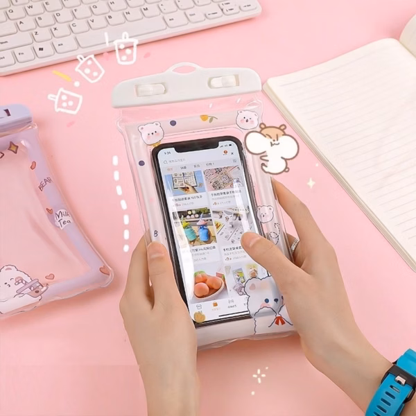 Túi Đựng Điện Thoại Trong Suốt Chống Thấm Nước Kèm Dây Đeo Cổ Họa Tiết Đáng Yêu - Su - Ảnh 6