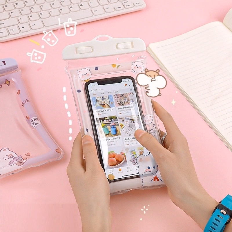 Túi Đựng Điện Thoại Trong Suốt Chống Thấm Nước Kèm Dây Đeo Cổ Họa Tiết Đáng Yêu - Su - Ảnh 6
