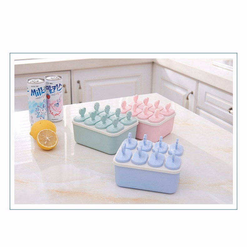 Khuôn Làm Kem 8 Que Có Nắp Đậy - Su - Ảnh 2
