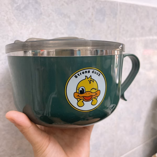 Ca Mì Inox Màu Ngẫu Nhiên Có Nắp Chống Đổ - Su - Ảnh 3