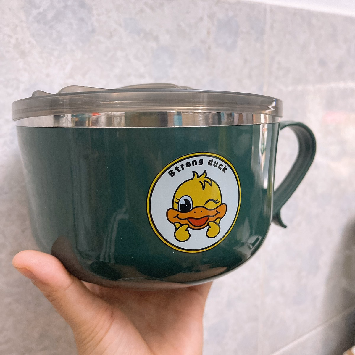 Ca Mì Inox Màu Ngẫu Nhiên Có Nắp Chống Đổ - Su - Ảnh 3