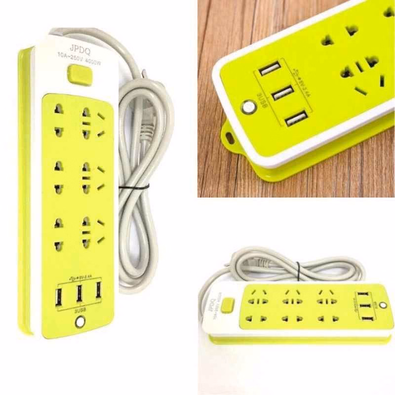 Ổ Điện Xanh Lá Có 3 Usb Sạc Điện Thoại - Su