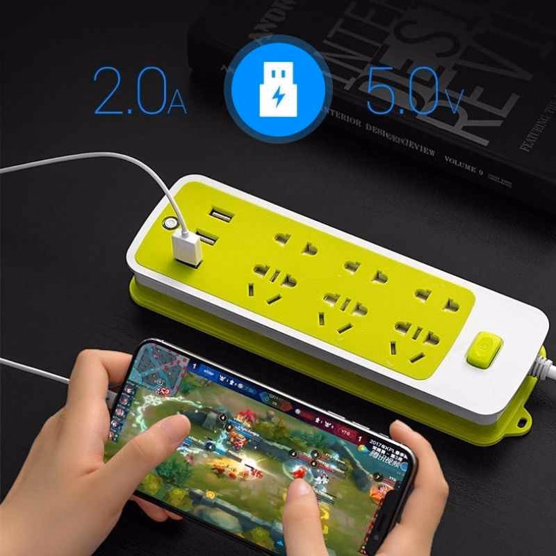 Ổ Điện Xanh Lá Có 3 Usb Sạc Điện Thoại - Su - Ảnh 4